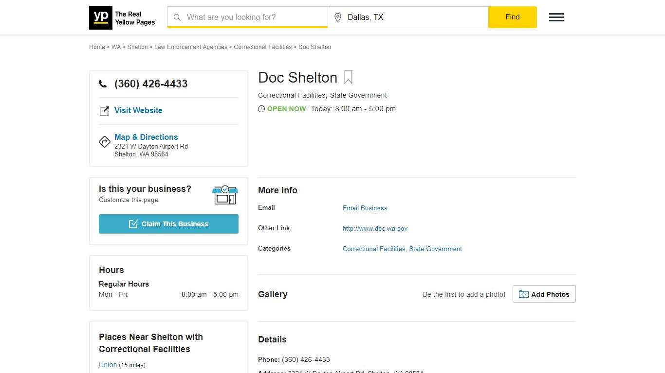 Doc Shelton 2321 W Dayton Airport Rd, Shelton, WA 98584 - YP.com